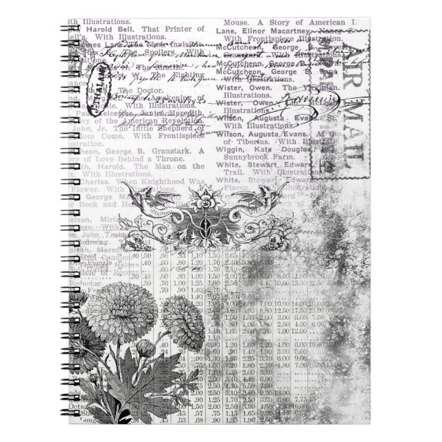 Carnet Courrier vintage noir et blanc (Devant)