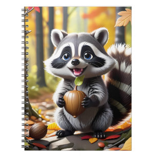 Carnet Coute Kawaii style Raccoon Autumn Cadre