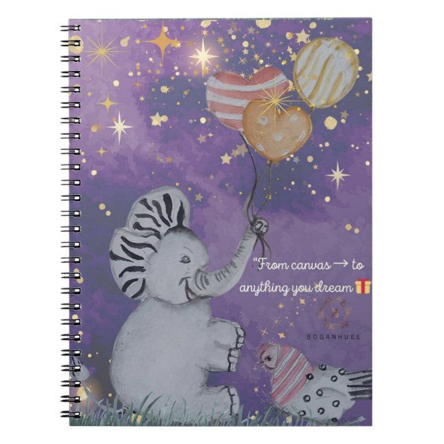 Carnet Couverture "Eleze Elephant & Polka Hen" (Devant)