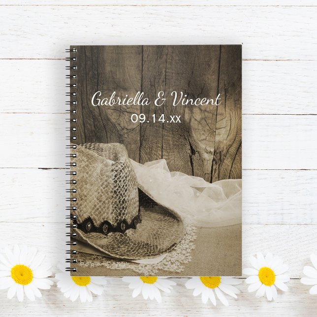 Carnet Cowboy Casquette Barn Wood Country Western Mariage (Créateur téléchargé)