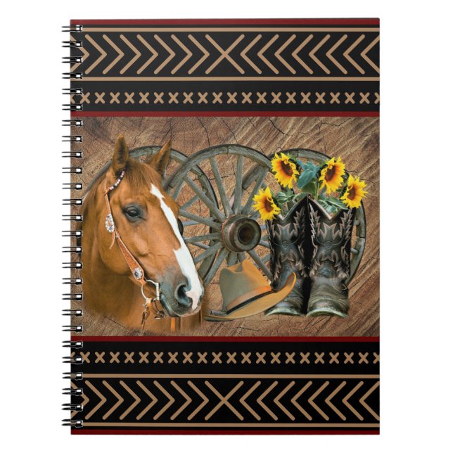 Carnet Cowboy de Western Horse Cowboy Cowboy Hat Wagon Wh (Devant)