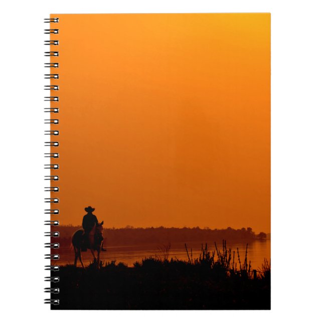 Carnet Cowboy Hommes équitation au coucher du soleil Vint (Devant)