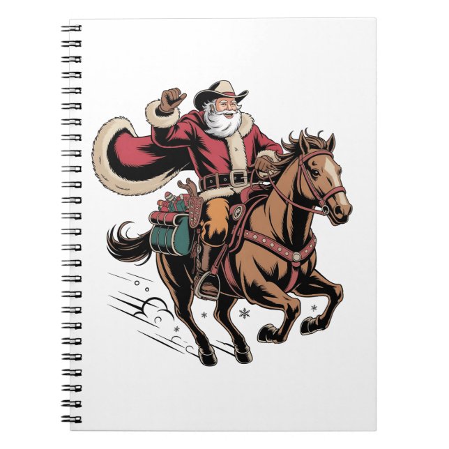 Carnet Cowboy Père Noël Monter Un Cheval Noël (Devant)