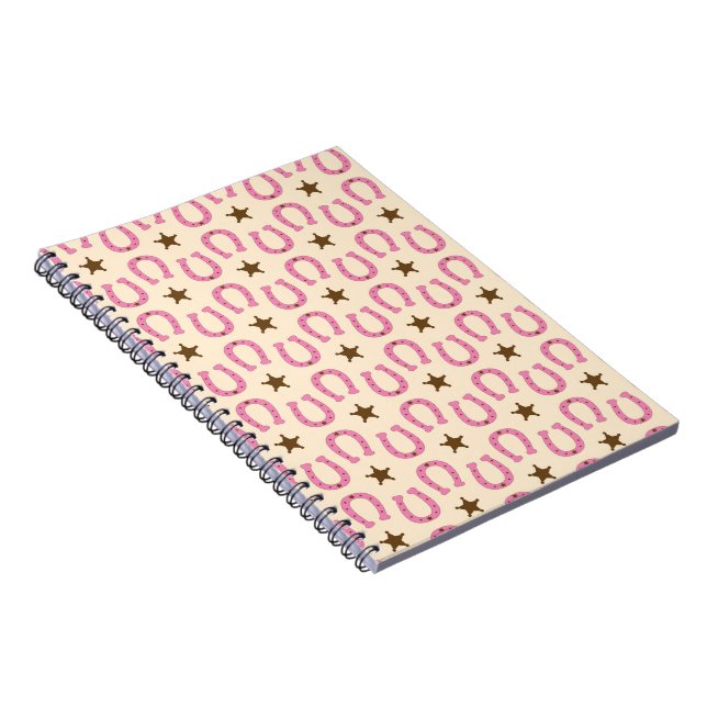 Carnet Cowgirl Pink Horseshoe Shérif Star Country Texas (Côté Droit)