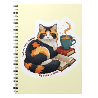 Carnet Cozy Calico Cat Personalized Spiral Notebook