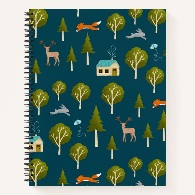 Carnet Cozy Forest Cabin and Animals Notebook (Devant)