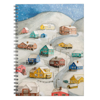 Carnet Cozy Winter Village Watercolor