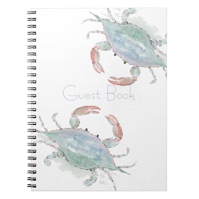 Carnet Crabe côtier à aquarelle personnalisable (Devant)
