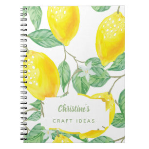 Carnet Craft ideas watercolored lemons college ruled