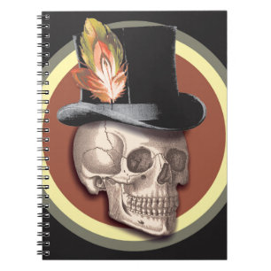 Carnet Crâne à chapeau haut-de-forme vintage