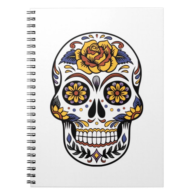 Carnet Crâne à sucre rose jaune (Devant)