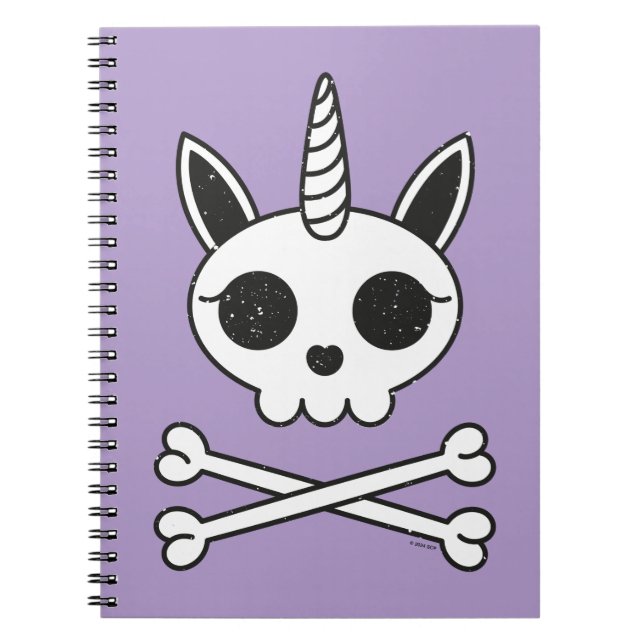 Carnet Crâne de Licorne et Os Croisés (Devant)