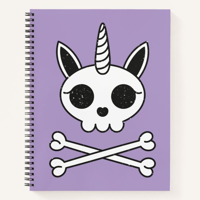 Carnet Crâne de Licorne et Os Croisés (Devant)
