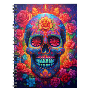 Carnet Crâne de sucre floral Bonne saison d'Halloween