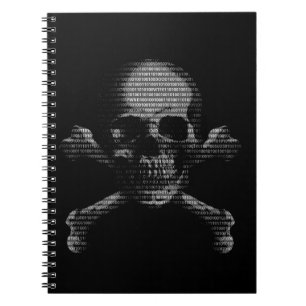 Carnet Crâne et os croisés de pirate informatique