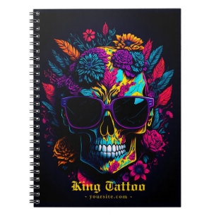 Carnet Crâne floral coloré Rétro stylish Tattoo Artiste