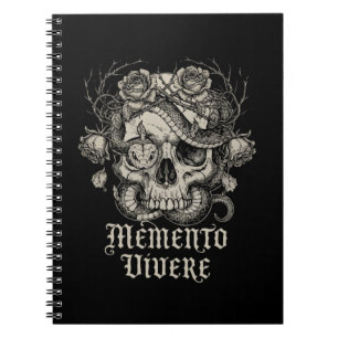 Carnet Crâne gothique Memento Vivre avec serpent et roses