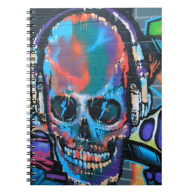 Carnet Crâne, musique bleue Graffiti street art, goûts ur (Devant)