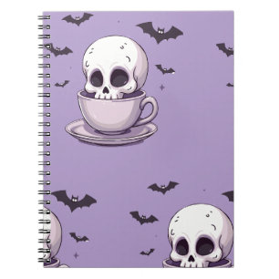 Carnet Crâne Pastel Goth dans une tasse à thé