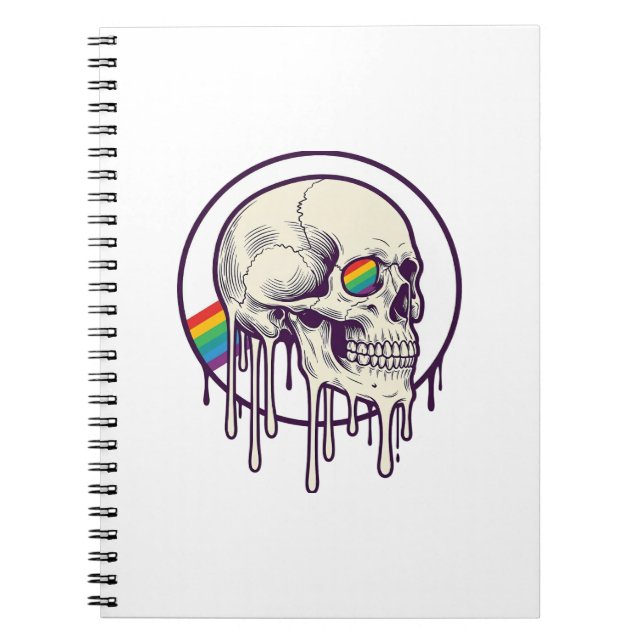 Carnet Crâne qui dégouline d'arc-en-ciel Dessin de gravur (Devant)