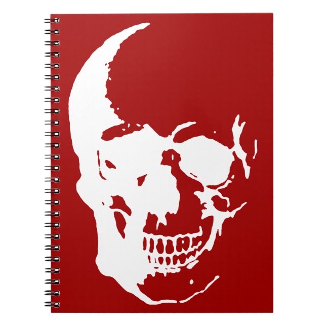 Carnet Crâne - Rouge & Blanc métal Imaginaire Art (Devant)