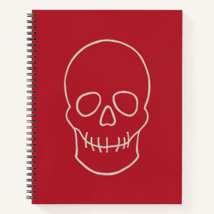 Carnet Crâne - rouge sang et blanc os