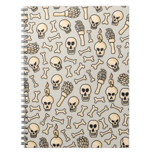 Carnet Crâne, squelette et os main motif sans soudure dr