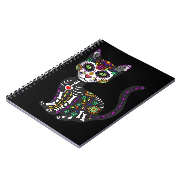 Carnet Crâne sucre Chat mexicain Halloween Jour De La Mor (Côté gauche)