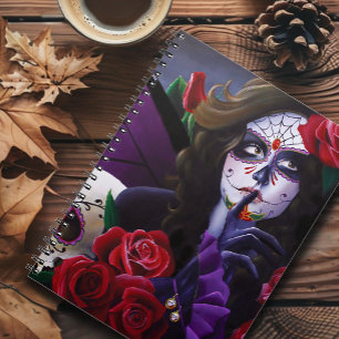 Carnet Crâne sucre rouge ROses pourpre