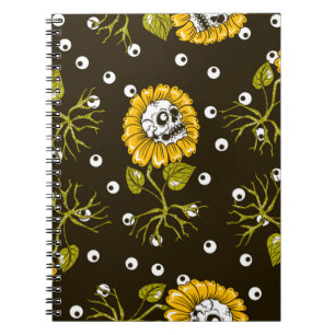 Carnet crânes de tournesol sans couture motif