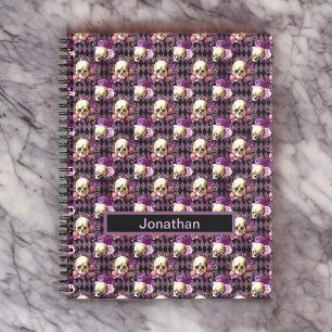 Carnet Crânes et fleurs violettes sur l'Arrière - plan 