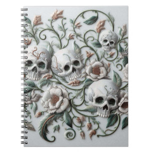 Carnet Crânes Fleuris de Squelettes Vintage Fleurs Floral