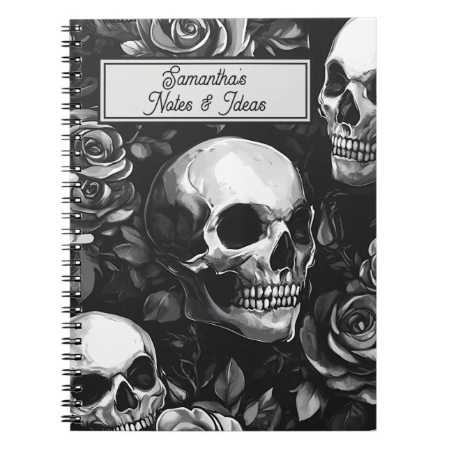 Carnet Crânes gothiques Et Noirs Rose (Devant)