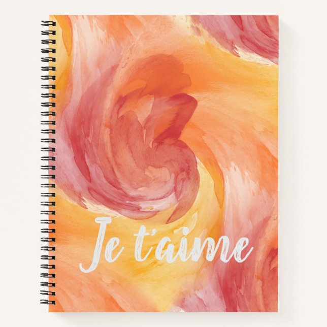 Carnet Cravate-Dye flamme rouge orange peint Aquarelle d' (Devant)