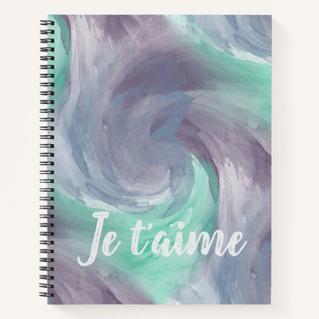 Carnet Cravate-teinture violet vert peint Aquarelle dans  (Devant)