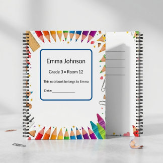 Carnet Crayon arc-en-ciel personnalisé pour enseignant