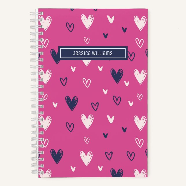 Carnet Crayon Coeur mignon Doodle Motif Sweet Love Rose (Recto)