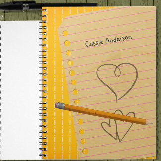 Carnet crayon orange et gribouillis