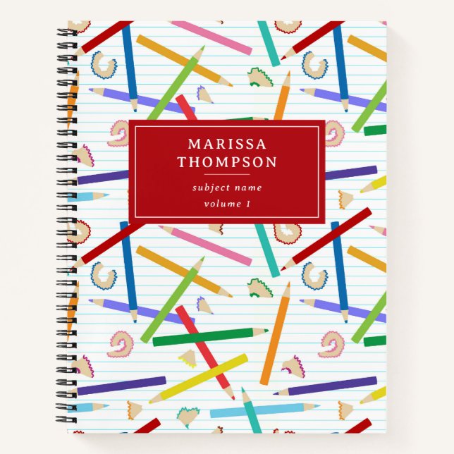 Carnet Crayons de couleur Motif Enseignant de l'école Étu (Devant)