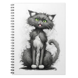 Carnet Crazy Chat Sur Blanc