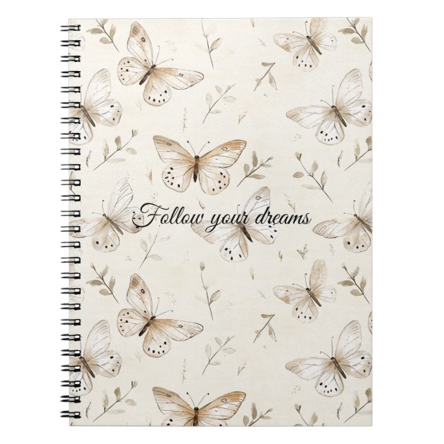 Carnet Cream Beige Sand Butterflies (Devant)