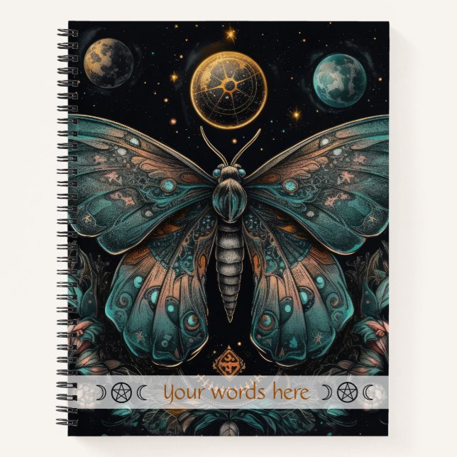Carnet Create Your Own Celestial Blue Orange Fantasy Moth (Devant)