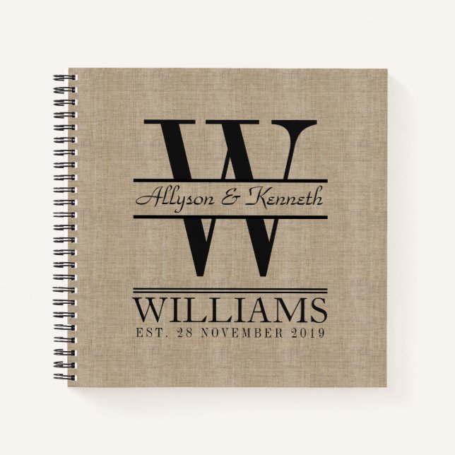 Carnet Créez votre propre Burlap Retro Logo Monogramme (Devant)