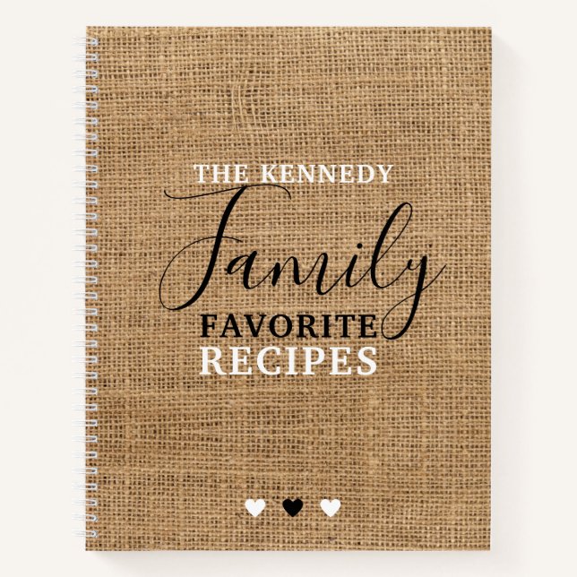 Carnet Créez votre propre famille Recettes favorites Burl (Devant)