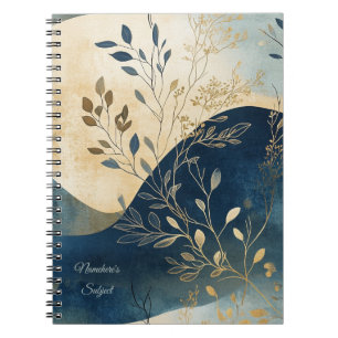 Carnet Créez Votre Propre Floral Bleu Ondulé Minimaliste