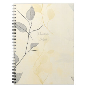 Carnet Créez Votre Propre Floral Minimaliste Jaune et Gri