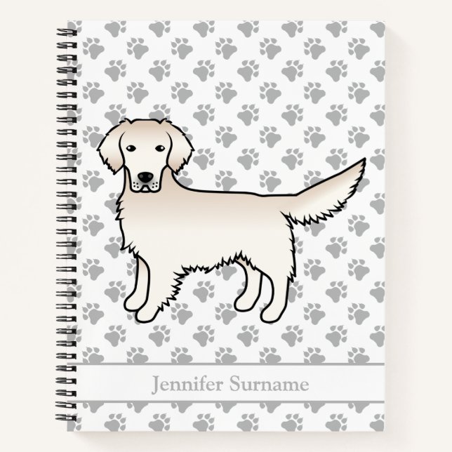 Carnet Crème anglaise Golden Retriever Dessin Dog & Nom (Devant)