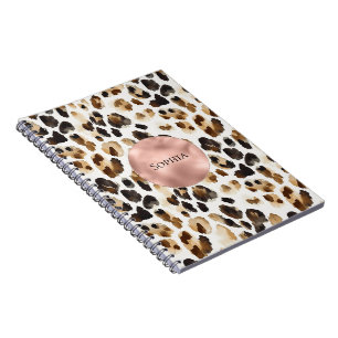 Carnet Crème Brown léopard animal Rose or glam