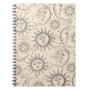 Carnet Crème d'Ivoire Magie Vintage Céleste Soleil Lune É