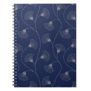 Carnet Crème Florale Art Nouveau Indigo